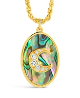 Sterling Forever Carrie Cubic Zirconia Abalone Night Sky Pendant Necklace