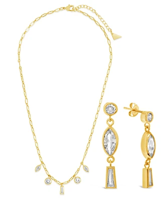 Sterling Forever Suvi Cubic Zirconia Drop Earrings and Charm Necklace Set