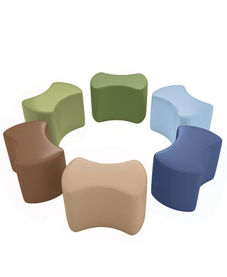 ECR4Kids SoftZone Toddler Modular Stool Set, Earthtone, 6-Piece