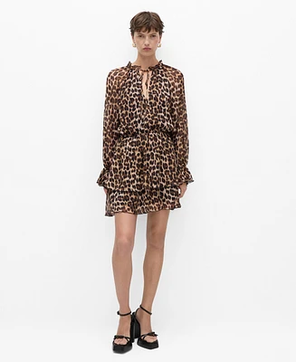 Mango Women's Leopard Print Flared Dress