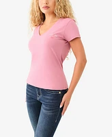 True Religion Women's Crystal Wing V Neck Tee