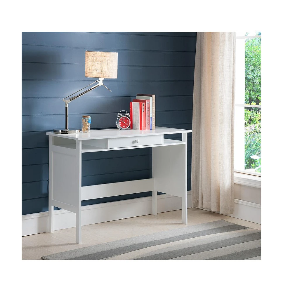 Kings Brand Furniture Home & Office Parsons Wood Desk with Drawer, White