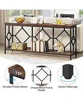 Tribesigns 71 Inch Extra Long Sofa Table, Narrow Console Tables Behind Couch Table with Open Storage Shelf