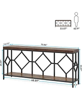 Tribesigns 71 Inch Extra Long Sofa Table, Narrow Console Tables Behind Couch Table with Open Storage Shelf