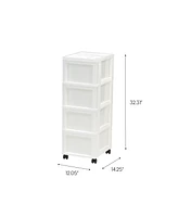 Iris 6-Drawer Storage Cart with Organizer Top, White/Pearl