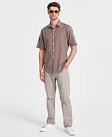 Alfani Men's Short-Sleeve Solid Textured Shirt, Created for Macy's