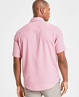 Alfani Men's Short-Sleeve Solid Textured Shirt, Created for Macy's