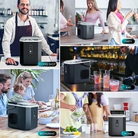 26 lbs Portable Countertop Self-Cleaning Ice Maker, 9 Bullet Cubes in 6 Mins with Handle