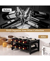 2-Tier 8-Bottle Display Wine Rack with Adjustable Foot Pads