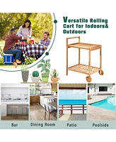 Sugift 2-Tier Rolling Kitchen Island Serving Cart with Legs and Handle
