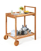 Sugift 2-Tier Rolling Kitchen Island Serving Cart with Legs and Handle