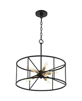 Possini Euro Design La Vista Black Gold Sputnik Small Pendant Chandelier 20.25" Wide Modern Open Cage Drum Shade 9-Light Fixture for Dining Room House