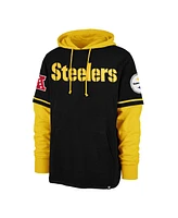 '47 Brand Men's Black Pittsburgh Steelers Shortstop Pullover Hoodie