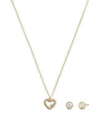 Coach Faux Stone Signature Pave Heart Jewelry Set