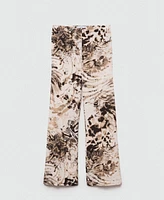 Mango Women's Fluid Animal-Print Pants