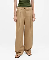 Mango Women's Wide Leg Pleated Pants