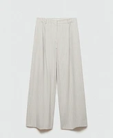 Mango Women's Wide Leg Striped Pants