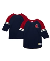 Mitchell & Ness Men's Navy Boston Red Sox Cooperstown Collection Legendary Raglan Slub Henley 3/4-Sleeve T-Shirt