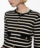 Mango Women's Buttons Detail Striped Cardigan