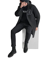 Dkny Men's Tufted-Chenille Logo Applique Long Hooded Stadium Coat