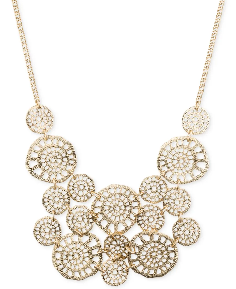 lonna & lilly Gold-Tone Textured Disc Drama Necklace