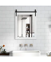 30 x 22 Inch Wall Mount Mirror with Wood Frame