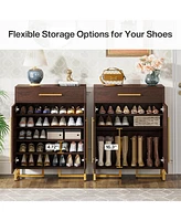 Tribesigns Shoe Cabinet with Doors, 20 Pairs Shoe Storage Cabinet with Drawer for Entryway, Modern Shoe Rack Organizer with Shelves for Hallways Bedro