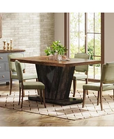 Tribesigns 47-Inch Dining Table for 4, Black Kitchen Dinner Table with Heavy Duty Pedestal, Farmhouse Wooden Eating Table for Home, Dining Room, Small