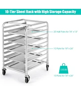 Sugift 10 Sheets Aluminum Rolling Bakery Pan Rack