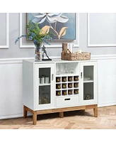 Sugift Wood Wine Storage Cabinet Sideboard Console Buffet Server