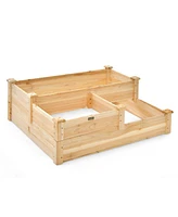 3-Tier Wooden Raised Garden Bed with Open-Ended Base