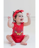 Dc Comics Baby Girls Justice League Wonder Woman Snap Romper and Headband Newborn to