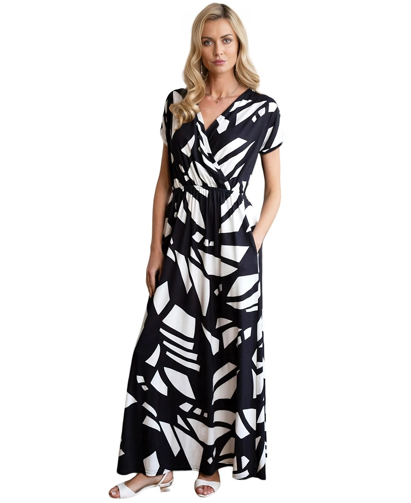 Hotsquash London Women's Faux-Wrap Jersey Maxi Dress