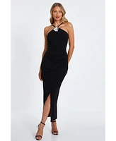 Quiz Women's Scuba Crepe Halter Neck Midi Dress