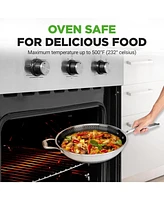NutriChef 12'' Durable Wok with Side Handle - Triply Stainless Steel Cookware, Dakin Etching Non-Stick Coating Inside and Outside
