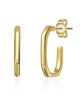 Rachel Glauber 14K Gold Plated Open Geometric Tubular C-Hoop Earrings