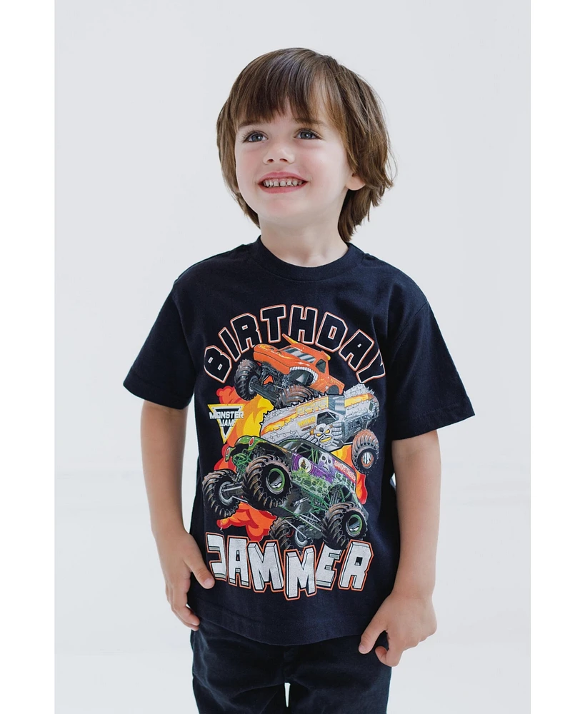 Monster Jam Boys Birthday T-Shirt to Grave Digger El Toro Loco Maximum Destruction