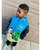 Minecraft Boys Creeper Steve Zip Up Winter Coat Puffer Jacket to