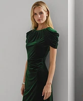 Lauren Ralph Women's Pleated Velvet Cocktail Dress