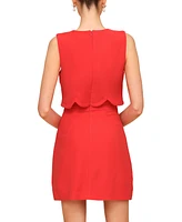 Avec Les Filles Women's Scalloped Popover-Waist Dress