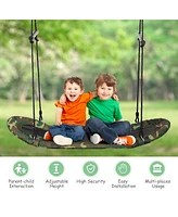 Costway Saucer Tree Swing Surf Kids Outdoor Adjustable Oval Platform Set w/ Handle Blue