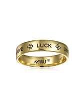 Bling Jewelry Ayllu Amulet Talisman Inspirational Words Intertwine Symbol Heart Infinity Clover Love Luck Unity Band Ring For Women Gold Plated Sterli