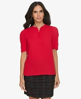 Calvin Klein Petite Crewneck Short-Sleeve Blouse