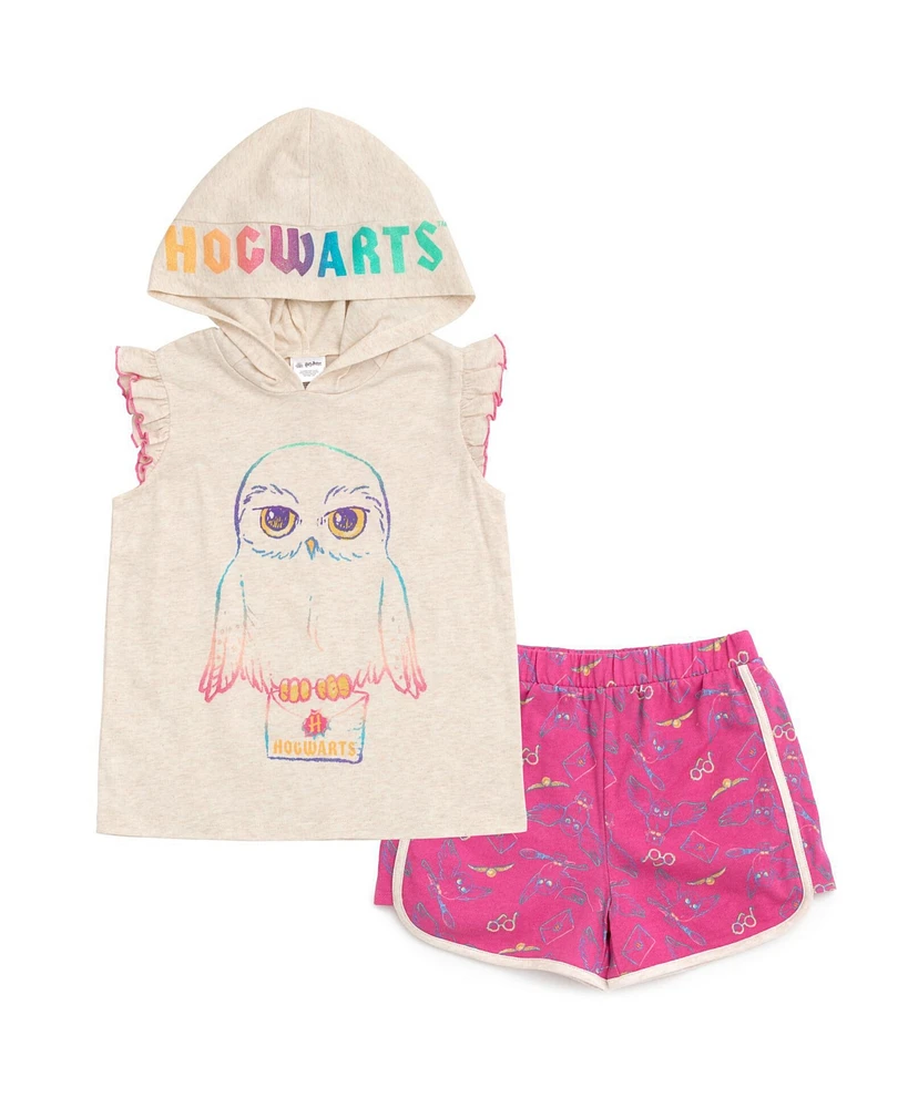 Harry Potter Girls Hedwig Owl Tank Top Dolphin and French Terry Shorts to