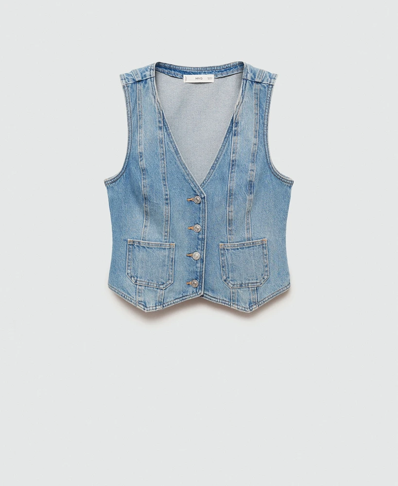 Mango Women's Pockets Detail Denim Vest