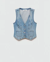 Mango Women's Pockets Detail Denim Vest