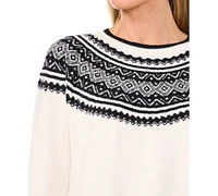 CeCe Women's Fair Isle Crewneck Sweater