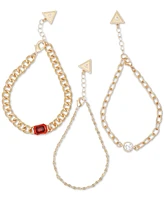 Guess Gold-Tone 3-Pc. Set Crystal Link Bracelets