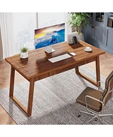 Tribesigns Home Office Executive Desk: 55 Inches Solid Wood Computer Desk with Drawer, Mid