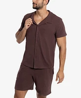 Spring + Mercer Men's Camp Collar Casual Short Sleeve Button-Up Shirt